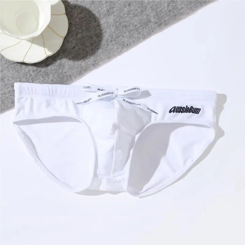 Aussiebum Men's Low-waisted Elastic Comfort Solid Color Trend Sexy Youth Triangle Swimming Trunks  Mens Shorts 4