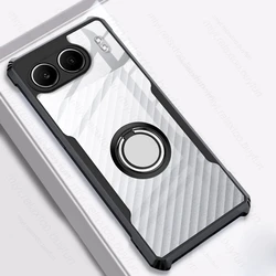 Enhanced Clear Acrylic Back Cover with Magnet Holder Ring for OnePlus Nord 4 (Black-01)
