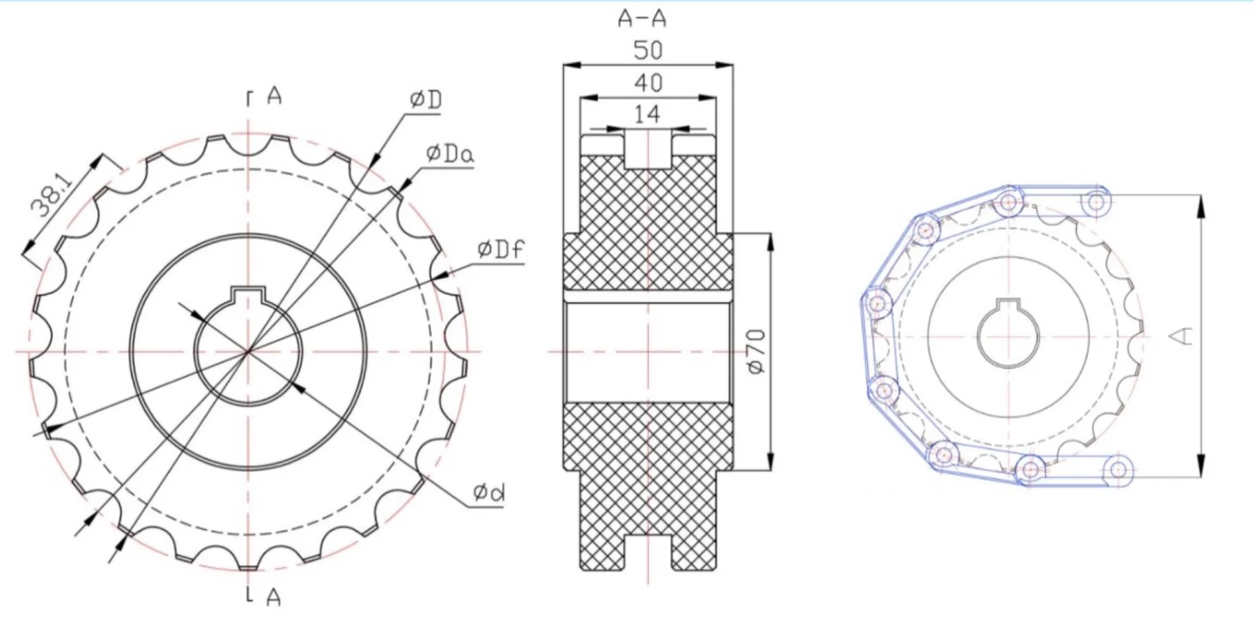 2pcs 21Teeths Diameter:129.26mm hole:30mm Casting Nylon 820 Series Machining Sprocket Automatic Assembly Line Driving Wheel