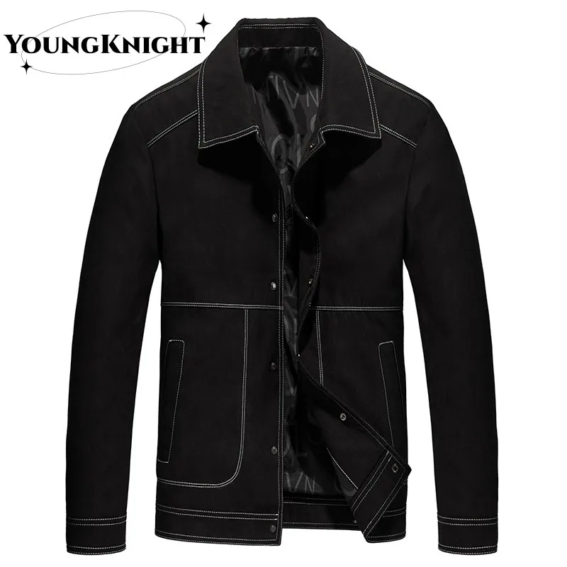 Men Autumn Winter New Overcoat Plush Thick Locomotive Froc Leather Clothing Trend Field Stand CollarWar Youth Go To Work Jacket