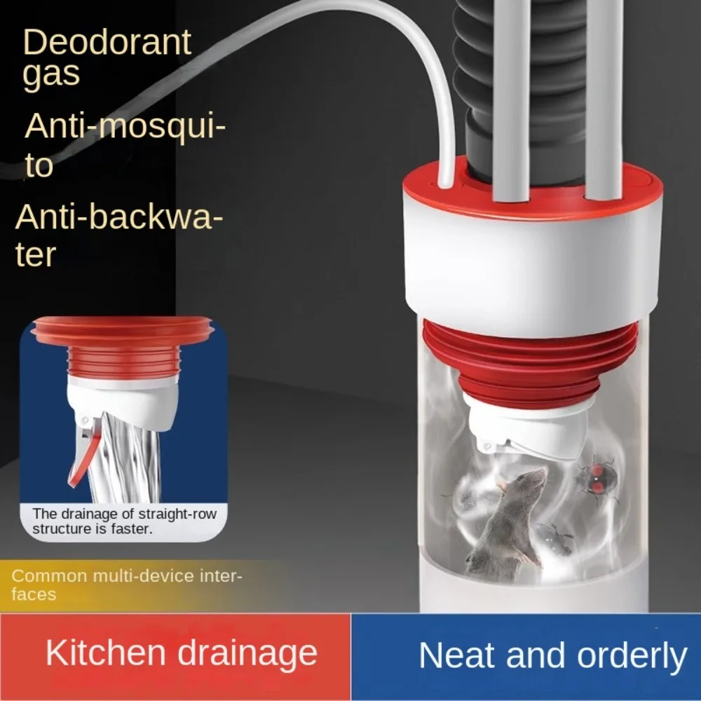 

Sealing Ring Sink Drain Pipe Adapter Multifunctional Neat Dishwasher Water Pipe Connector Anti Odor Kitchen Basin Sewer Branch