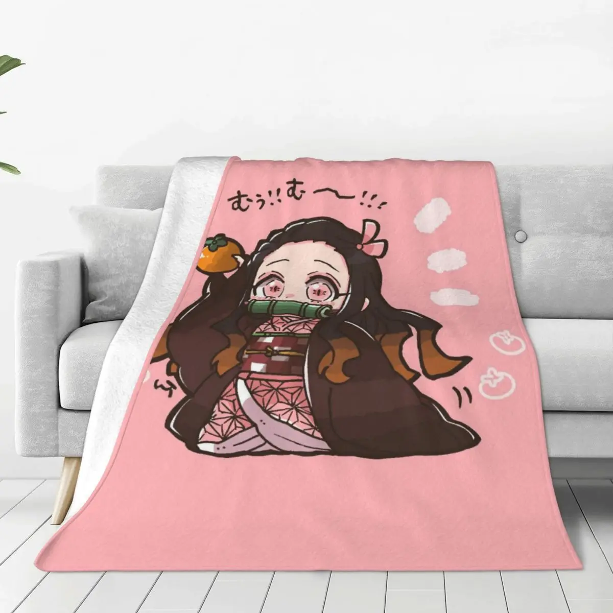 

Demon Slayer Anime Blankets Warm Flannel Kamado Nezuko Devil's Blade Throw Blanket for Home Sofa Office Travel