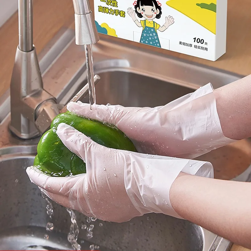 Disposable Gloves Transparent Thickened Restaurant Home Food Grade Anti-oil Kitchen Accessories Vinyl Disposable Gloves Disposable Nitrile Gloves Disposable Plastic Gloves Disposable Gloves