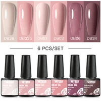 6Pcs Nude Pink Gel Nail Polish Set Winter Colors Semi Permanent Varnish Soak Off UV LED Gel Nail Art Manicure Base Top Coat Kit 2
