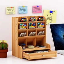 Portalápices nórdico Ins, caja de almacenamiento creativa para oficina, escritorio, caja de papelería de gran capacidad, estante de madera, caja organizadora de madera W2044