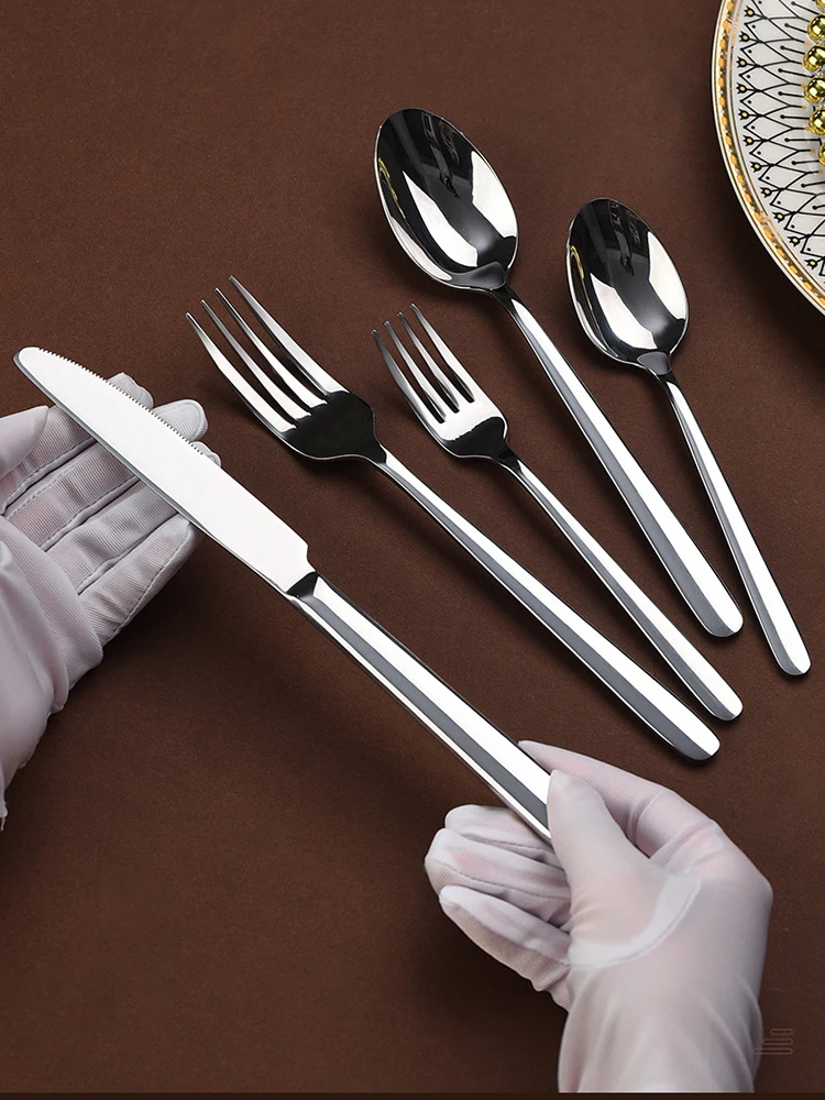 5Pcs stainless steel dinnerware hotel high-end Western food tableware foreign trade steak knife, fork and spoon cutlery set