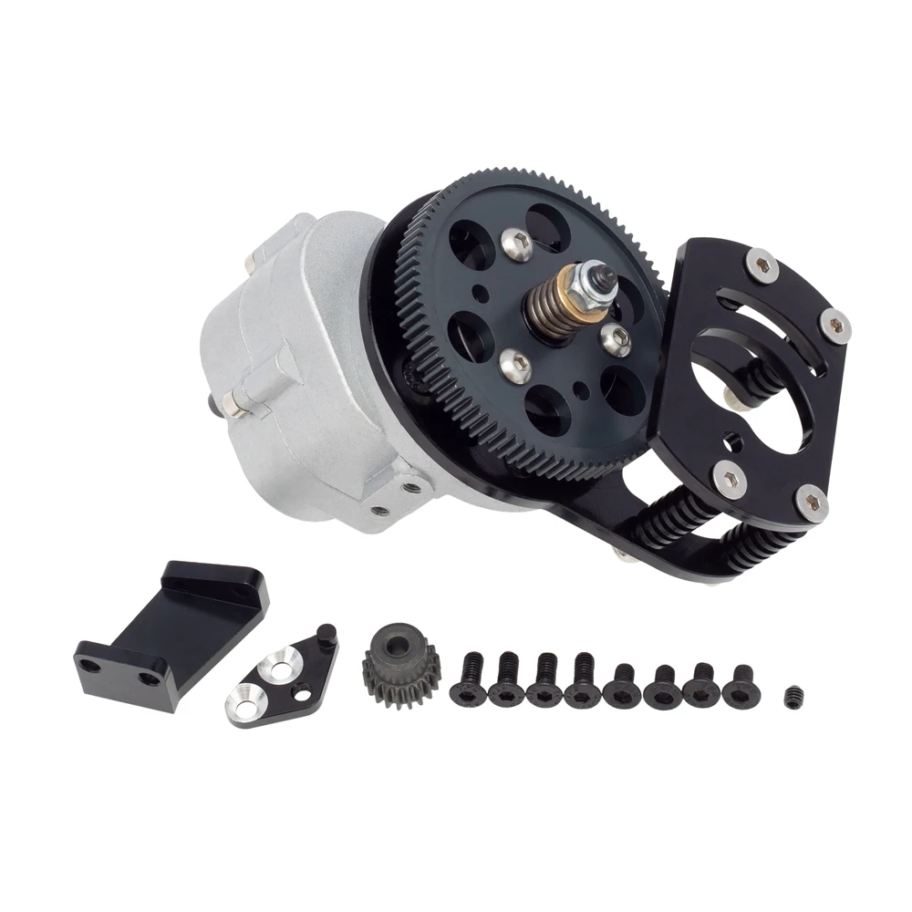 

Metal R3 Single Speed Transmission Gearbox with Motor Gear Mount for 1/10 RC Crawler Car RC4WD D90 II D110 Gelande 2,A