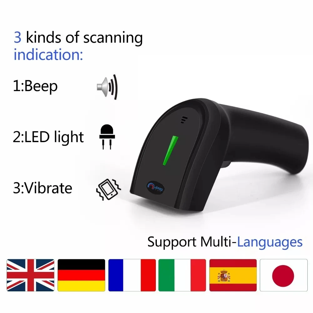 JEPOD JP-C1W Wired USB Barcode Reader Wireless Laser Scanner