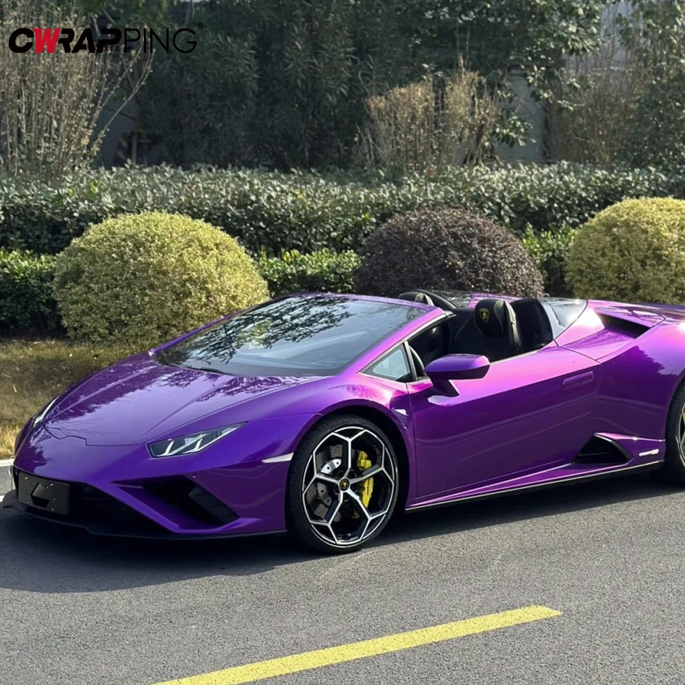 PET High Glossy Purple Vinyl Wrap Film Car Wrapping Motorcycle DIY Sticker Air Release Self Adhesive Decal for Car Accessories