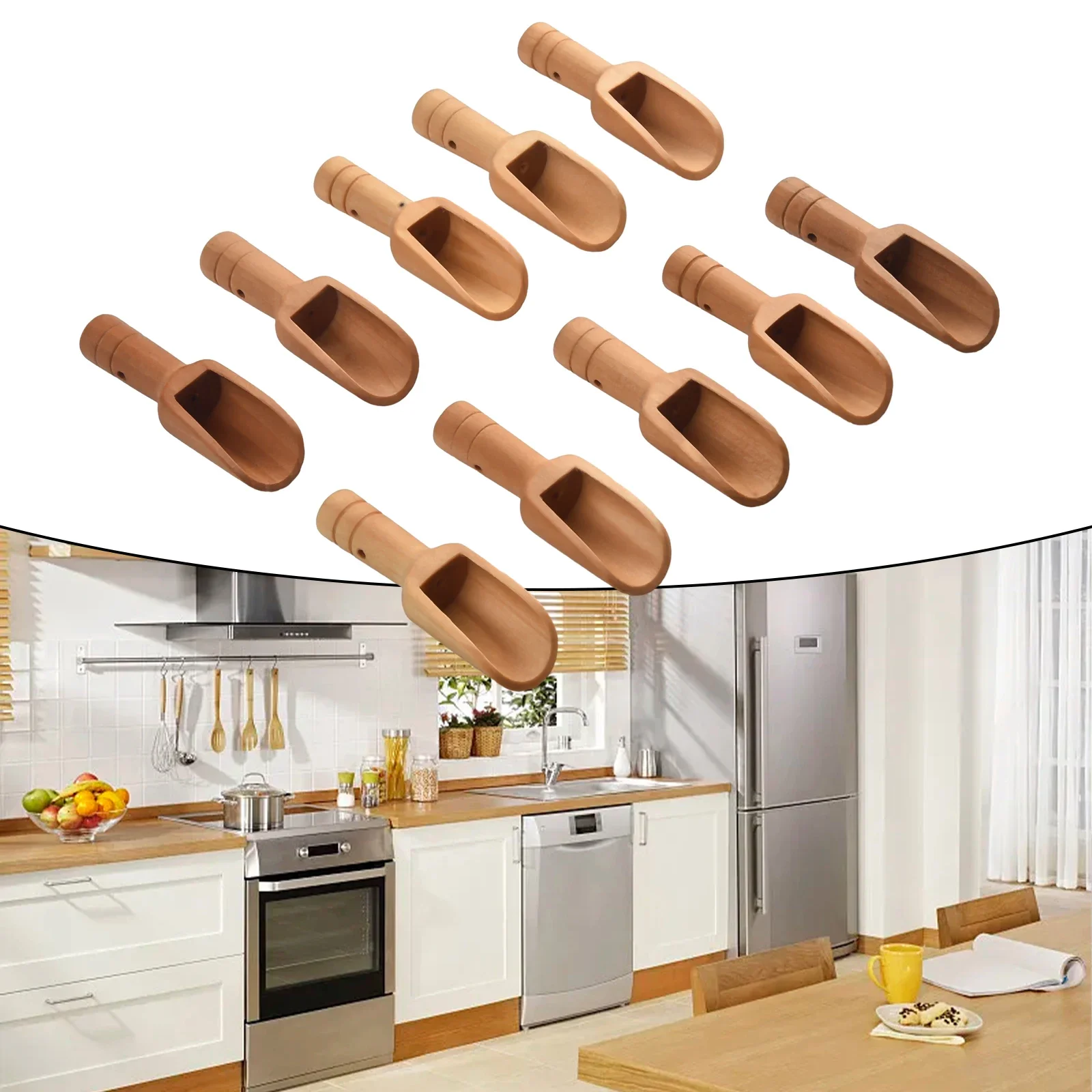 

10 Pcs Wooden Spoon Coffee Tea Scoops Mini Candy Bath Salt Spices Flavors Spoons Manualidades Cucharas Antique Spoons 2.4*7.8cm
