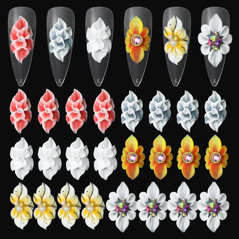 

5pcs Handmade Sculpture Flower Nail Accessories 3D Acrylic Flower Butterfly Designer Charms For Nails DIY Crafts Nail Art Decora