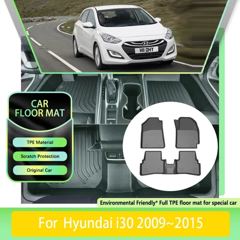 

TPE Car Floor Mats For Hyundai i30 FD GD 2009~2015 Luxury Dirt-resistant Leather Pad LHD Foot Cargo Carpet Rugs Auto Accessories