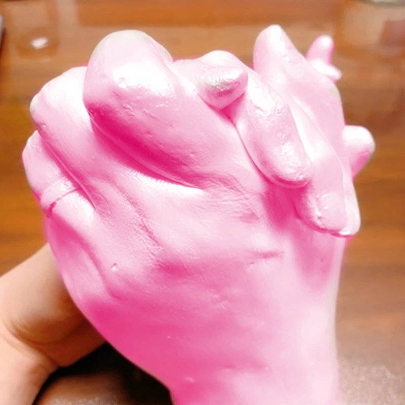 3D Handmade Hand Mold Casting Clone Powder Kit DIY Couples Hand Holding Statue Molding Crafts for Adult Child Friends D14 21