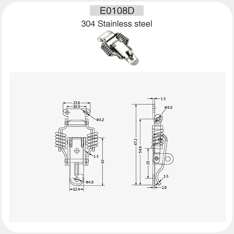 Industrial Clasp Clasp Bag Accessories 304 Stainless Steel Double Spring Padlock Wooden Small Size Factory Pin