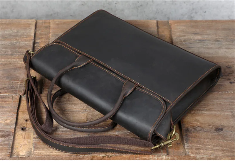 PNDME Retro Business Einfache Aktentasche aus Crazy Horse-Rindsleder für Herren, tägliche wasserdichte Laptoptasche, Arbeitsschultertaschen aus echtem Leder – Detail 27