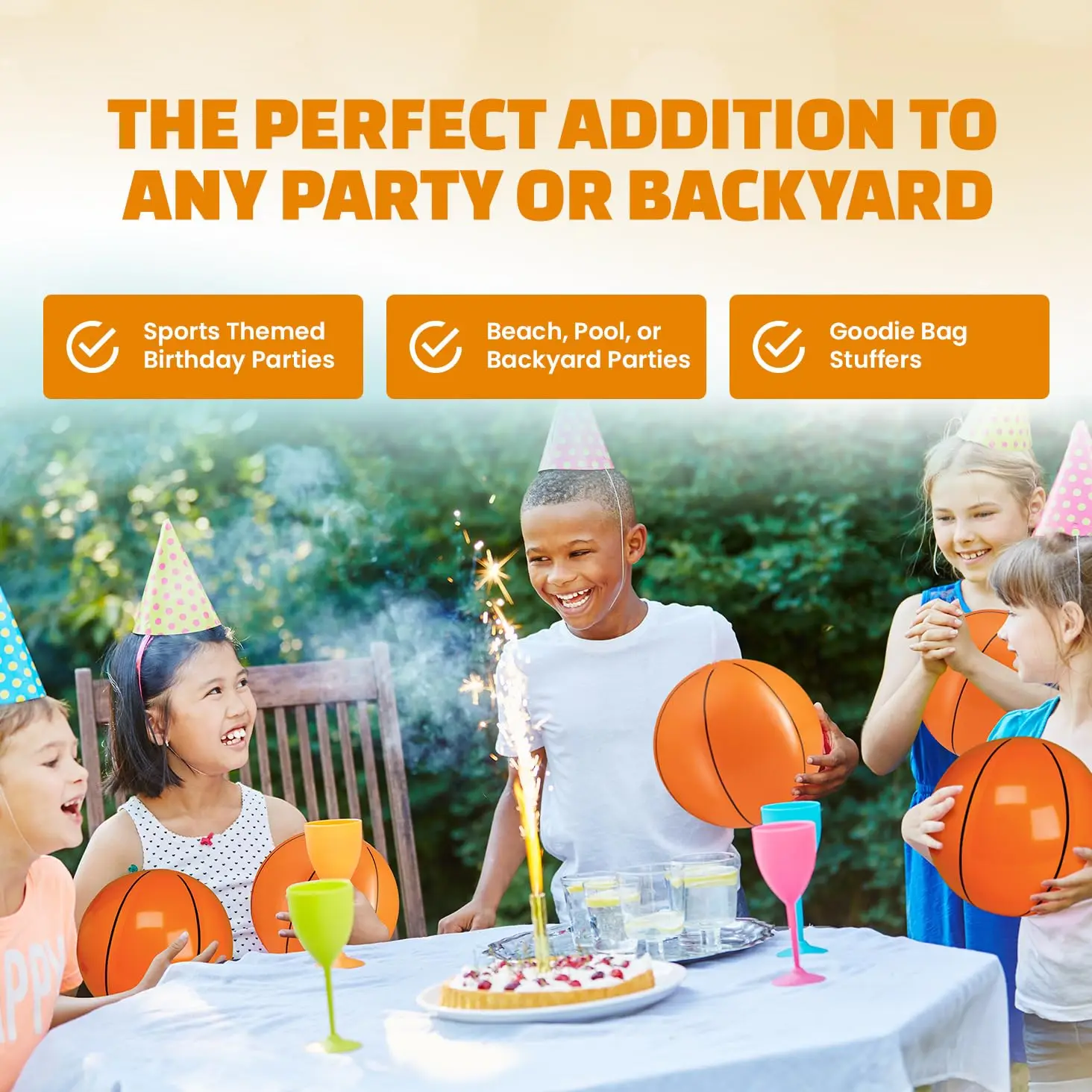 Inflatable Basketballs 16 inch, Beach Balls for Sports Themed Birthday Parties, Beach Pool Party Toys,Summer Game,Favors for Kid 3