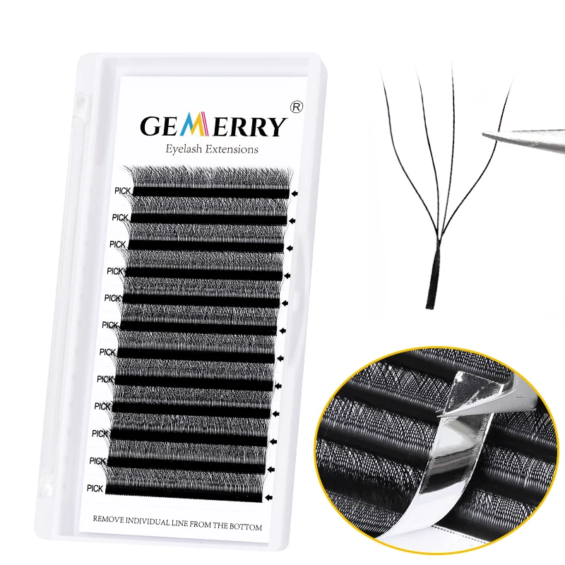 10 pcs/lot GEMERRY 4D W-Shaped Eyelashes Extension 4D Cilios W Automatic Premade Volume Fans Professional Makeup Tools Wholesale 3