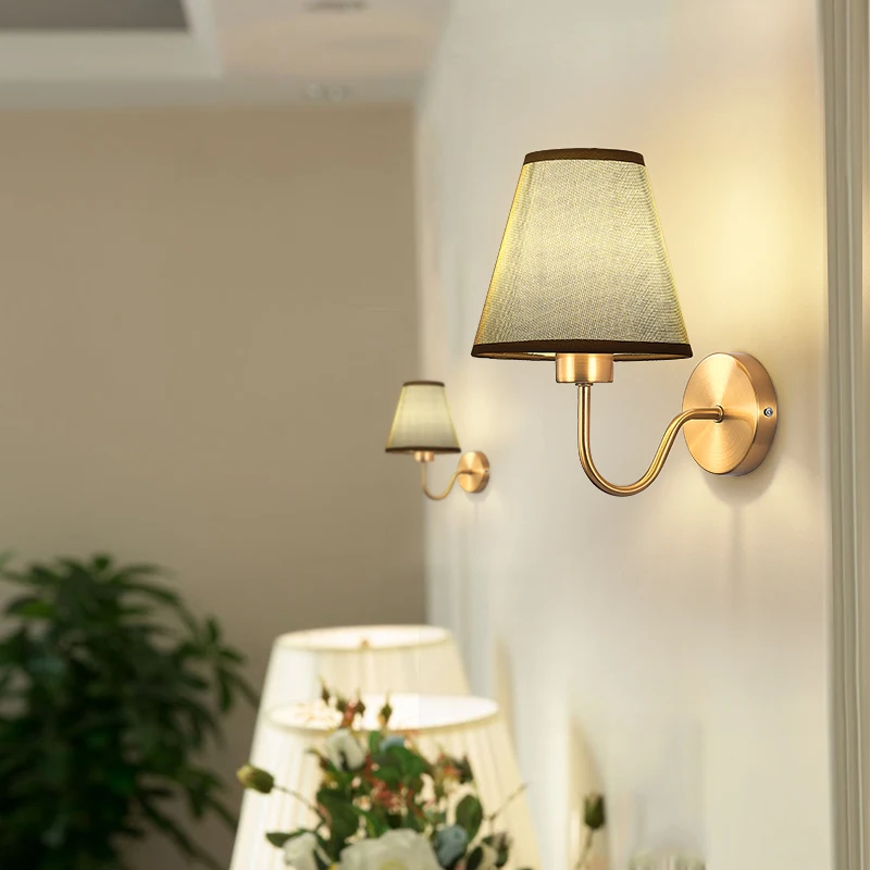 110V/220V Wall Lamp with LED E27 Bulb Fabric Lampshade Wall Sconces for Hotel Bedroom Bedside Living Room Stairs Home Decoration led light led wall lamp wall light