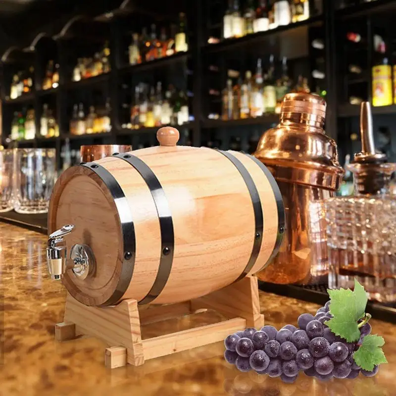 

1/1.5/3L Wood Barrel Vintage Oak Beer Brewing Equipment Wood Barrel Drink Dispenser With Faucet For Fine Wine Whiskey Beer