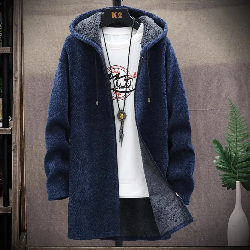 

Men Sweaters Coat Autumn Winter New Hot Warm Zipper Medium Long Cardigan Man Casual Knitwear Sweatercoat Mens Clothes