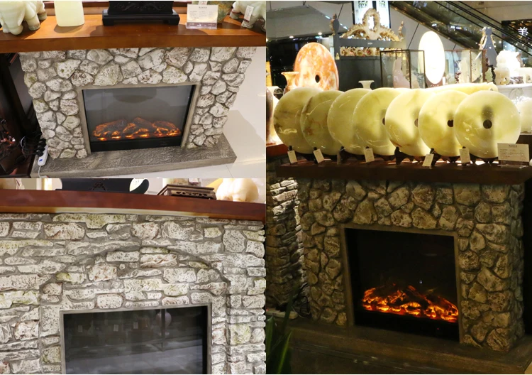 

Fireplace European TV cabinet vintage imitation stone