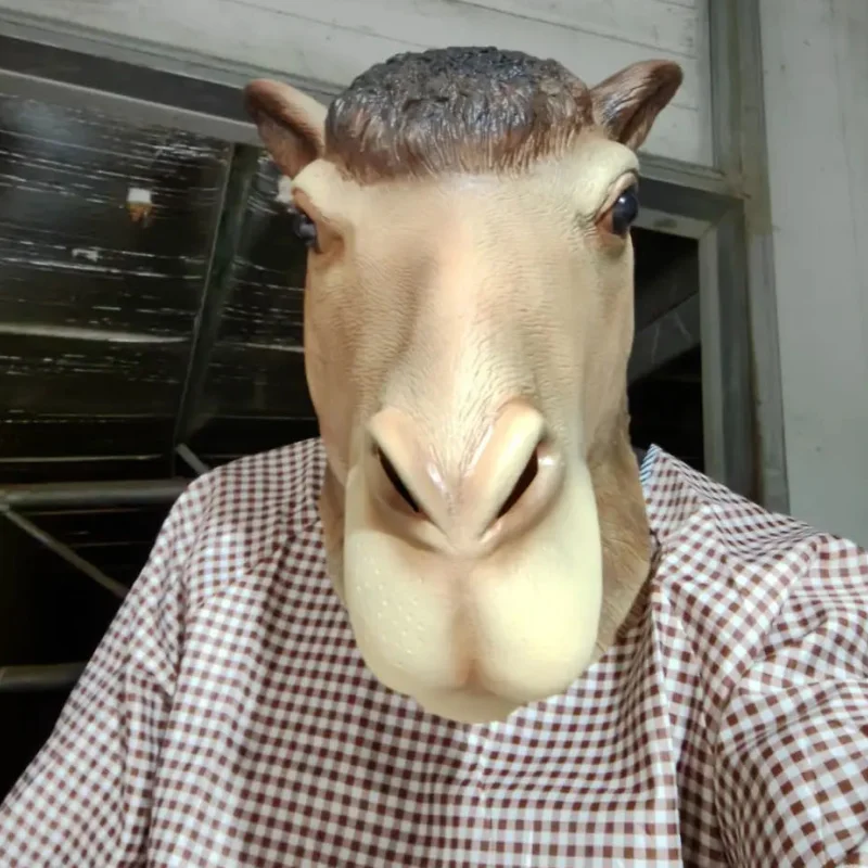 

Camel Latex Mask Funny Animal Headgear Christmas Carnival Party Novelty Animal Full Head Mask Halloween Cosplay Head Cover