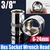 1PCS 3/8" Ratchet Socket 6-24mm Hex Socket Wrench Head Socket Adapter Socket Driver For Ratchet Wrench Auto Repair Hand Tool 1