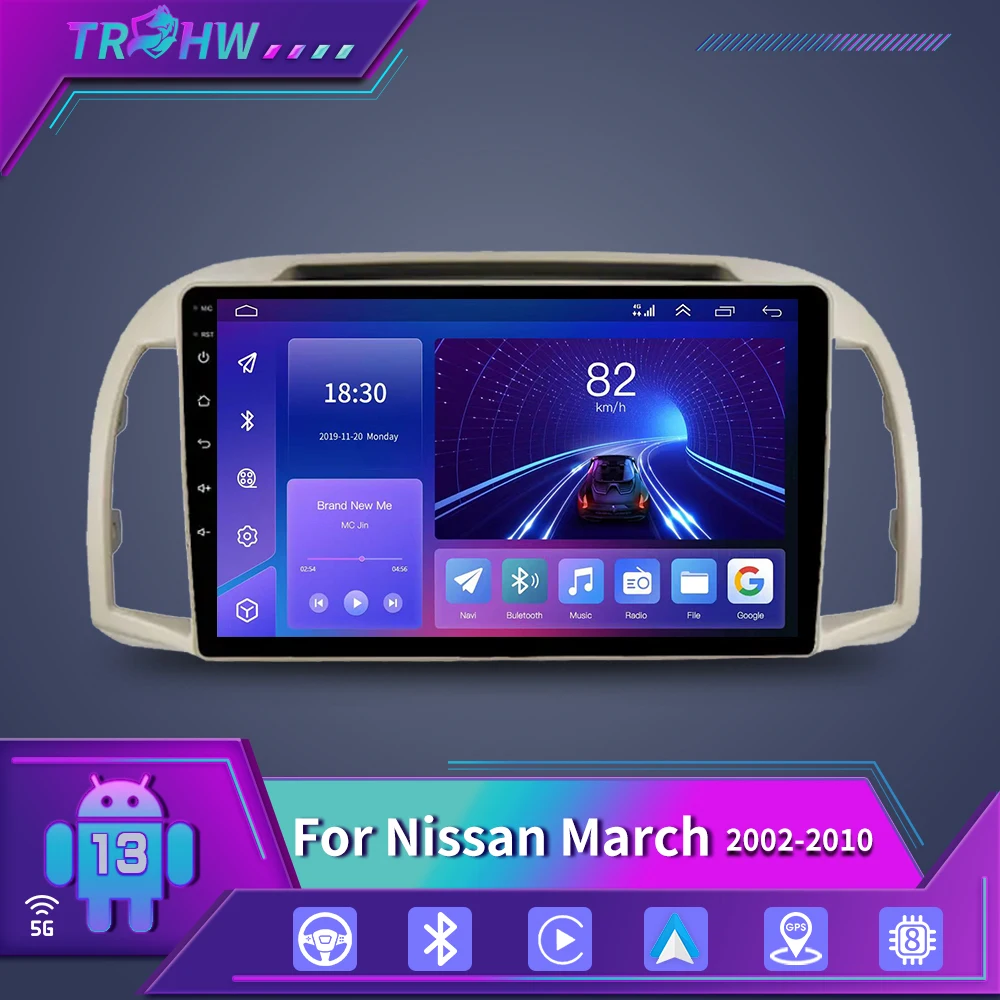 For Nissan March Micra K12 2002 -2010 Multimedia Car Radio Stereo WIFI  Wireless Carplay Android Auto Navigation 4G BT Android 13 - AliExpress