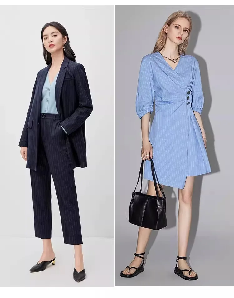 Breathable Women\'s Fabric Suit By The Meter for Clothes Pants Dresses Sewing Stripe Pattern Fashion Skirts Textile Anti-wrinkle