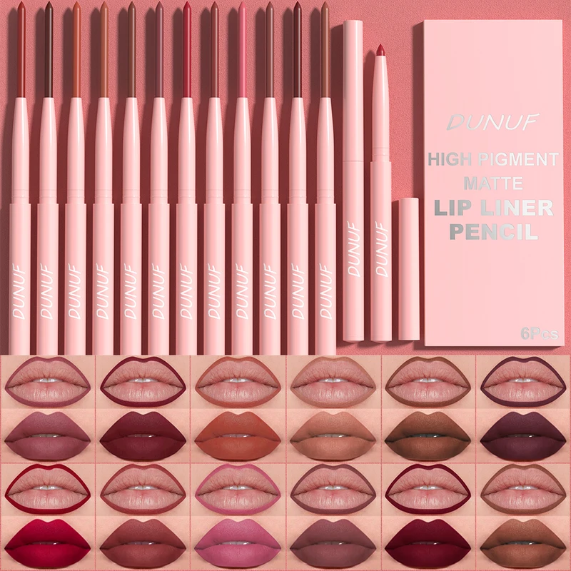 6pcs Lip Liner Pen Set Long-Lasting, Waterproof Sweatproof, Easy Coloring...