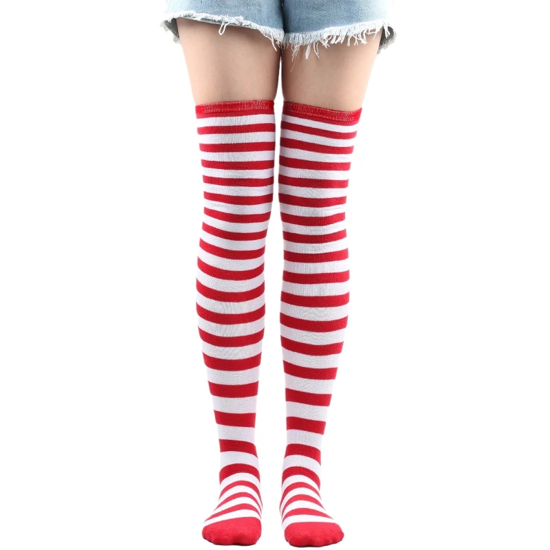 Calzini Alti Coscia Arcobaleno A Strisce – Sopra Ginocchio, Colorati, Elastico, Per Halloween, Natale, Cosplay – Taglia Unica Donna 6-11 US - 5