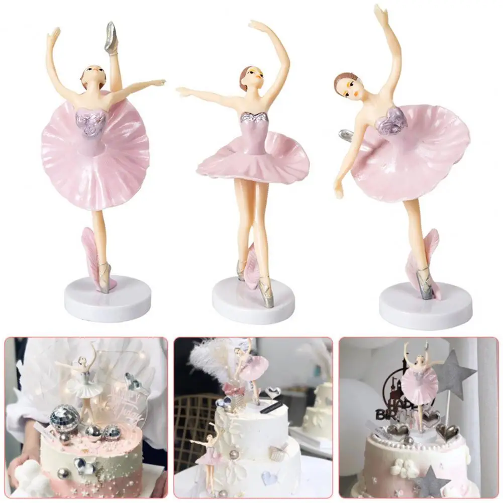 3 Pz/Set Cute Beautiful Shape Dettagli Squisiti Ballet Girl Figures Dancing Ballerina Girl Figurine Cake Toppers