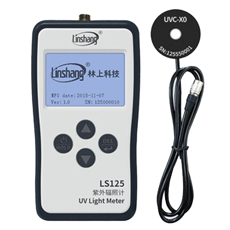 Linshang LS125 UV Power Meter with UVC-X0 Probe UVA LED Sensor Test Intensity and Energy of UV LED Point Light Curing