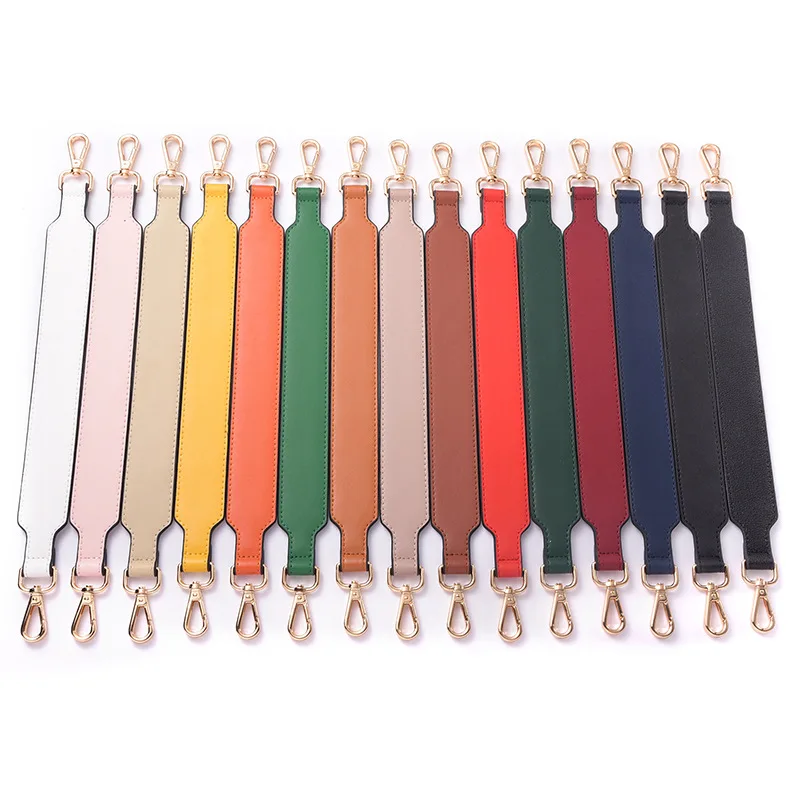 40cm Bag Handles with Hooks on Both Sides Solid Color Short Handle Strap Genuine Leather Durable Bag Handle Stylish Hand Strap