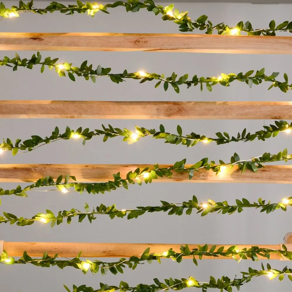 2/3/5/10M Artificial Green Leaf Garland String Light Warm White Ivy Vine String Light for Christmas Party New Year Wedding Decor artificial ivy leaf garland plants vine fake foliage flowers home decor plastic artificial flower rattan evergreen cirrus