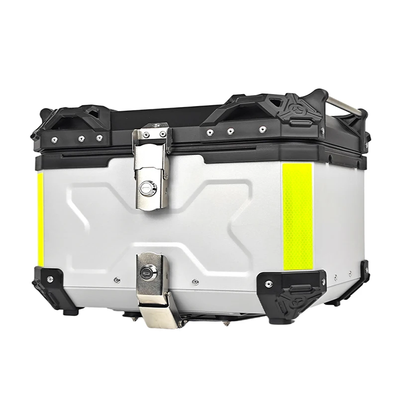 65L Motorcycle Top Case, Aluminum Alloy Waterproof Tail Box With Anti-Theft Lock & Quick Release, Universal Fit For Motorbike