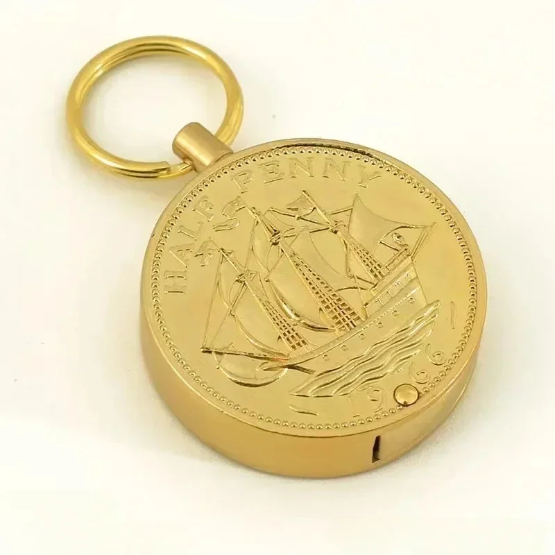 Retro Coin Kerosene Torch Lighter Keychain Mini Portable Flint Griding Wheel Cigarette Lighters Smoking Accessories kerosene lighter cigarette lighter