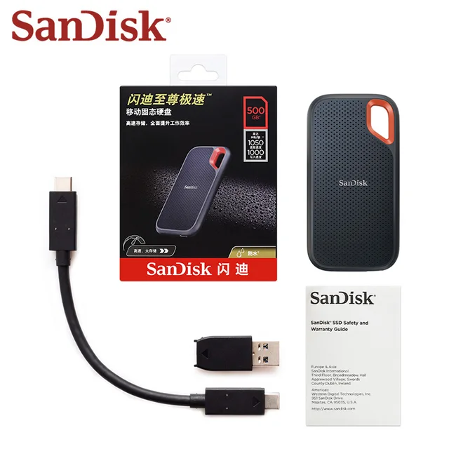 SanDisk SSD 2TB E61 SSD USB 3.2 Gen 2 C타입-a 1TB, 초고속 휴대용 장치 하드 디스크, 오리지널 모바일 SSD 500GB