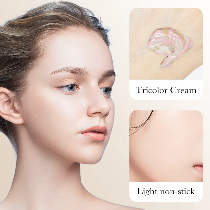 Makeup primer Tricolor Makeup Primer Skin Care Breathable Isolation Milk Intensive Moisturizes Provide Deep Moisture