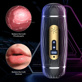 Automatic Masturbation Cup for Men Blowjob Vibrator Machine Pocket Pussy Heating Realistic Vagina Adult Sex Toys 18+ Male Goods