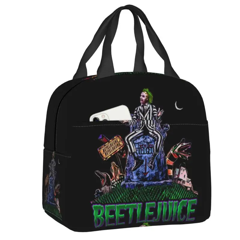 

Beetlejuice Horror Movie Insulated Lunch Bag Women Portable Tim Burton Halloween Thermal Cooler Lunch Tote Office Work School