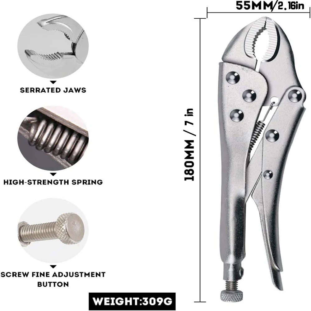 Description Picture 5 of itemAIRAJ 3pcs Locking Pliers Spring Design, High Torque Heavy-Duty Water Pipe Pliers, Durable Industrial Grade Manual Tools