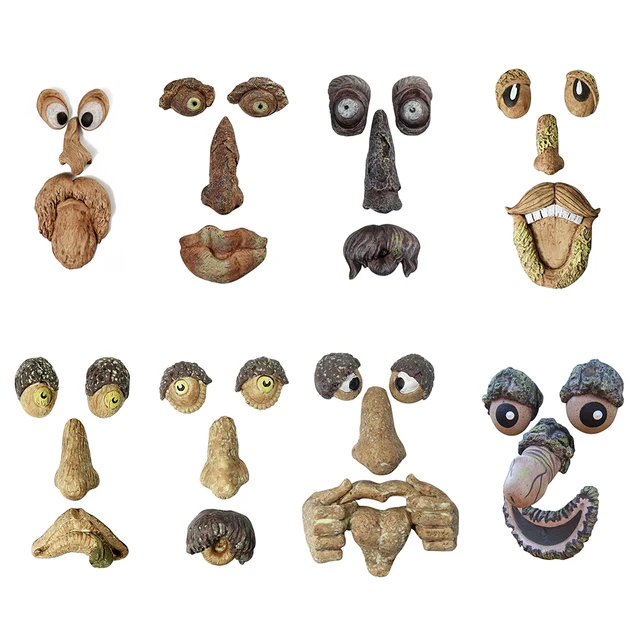 Kerti Dekoráció Kültéri Kéreg Szellem Arc Gyanta Kézzel Rajzolt Barkácsfa Szörnyek Szimulációs Reális - Image 4