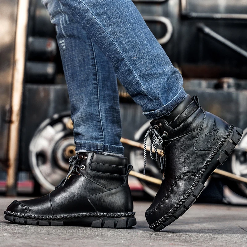 Outdoor shoes men high top leather boots classic sneakers for men men&rsquo;s sneakers large size 48