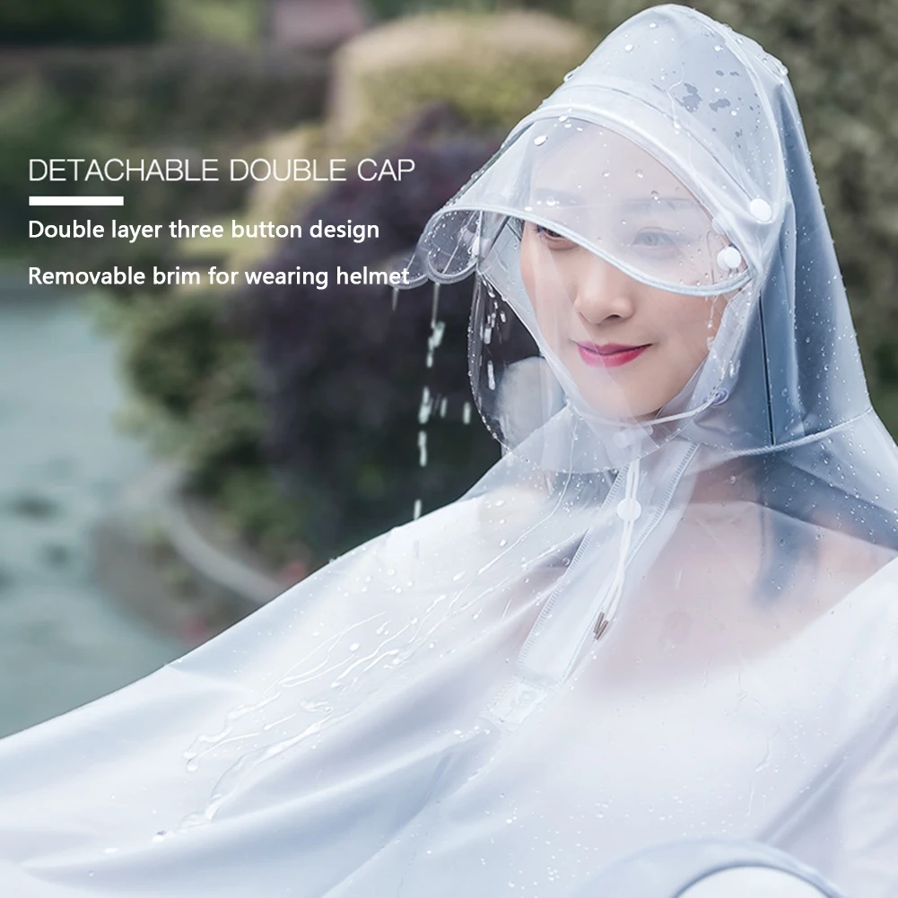 Windproof Raincoat For Electric Bike Motorcycle EVA Double Brim Covering Face Riding Poncho Motorcycle Raincoat For 1/2 People