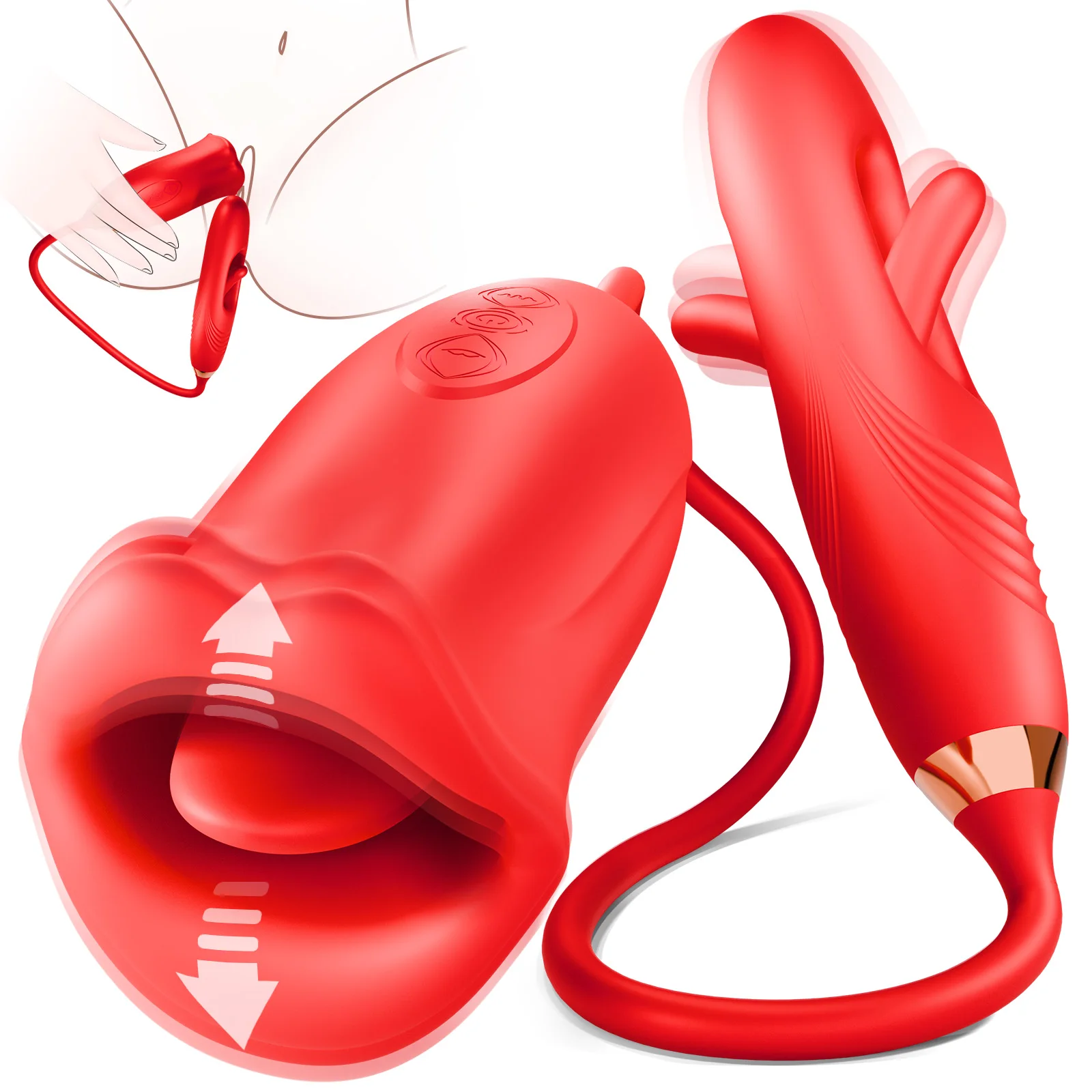 2 in 1 Kissing Dildo Vagina Vibrator for Women Tongue Licking Tapping Clitoris Stimulator Adult Sex Toys Female Masturbation
