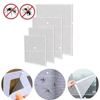 Self-Adhesive Window Screen Integral Curtain Mosquito and Insect Resistant Reusable Customizable Size White Window Net