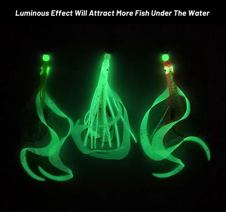 TEASER HK025 2 paare/beutel 6/0 8/0 Jigging Haken UV Leuchtende Glow Gummi Salzwasser Trolling Künstliche Triple Sea Angelhaken – Detail 16