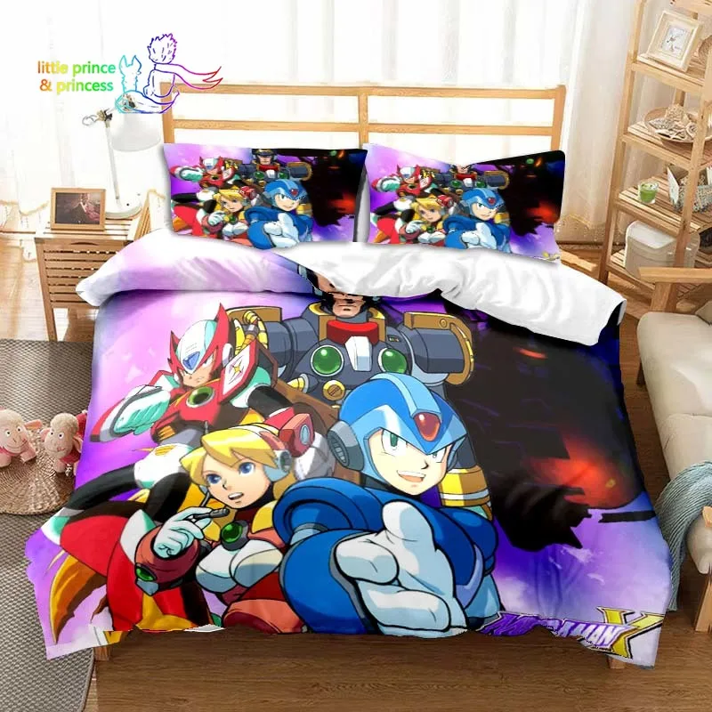 

Игровой набор постельного белья Megaman X, одинарный, двойной, полноразмерный, Королевский размер, Комплект постельного белья для взрослых, детей, подарок для спальни