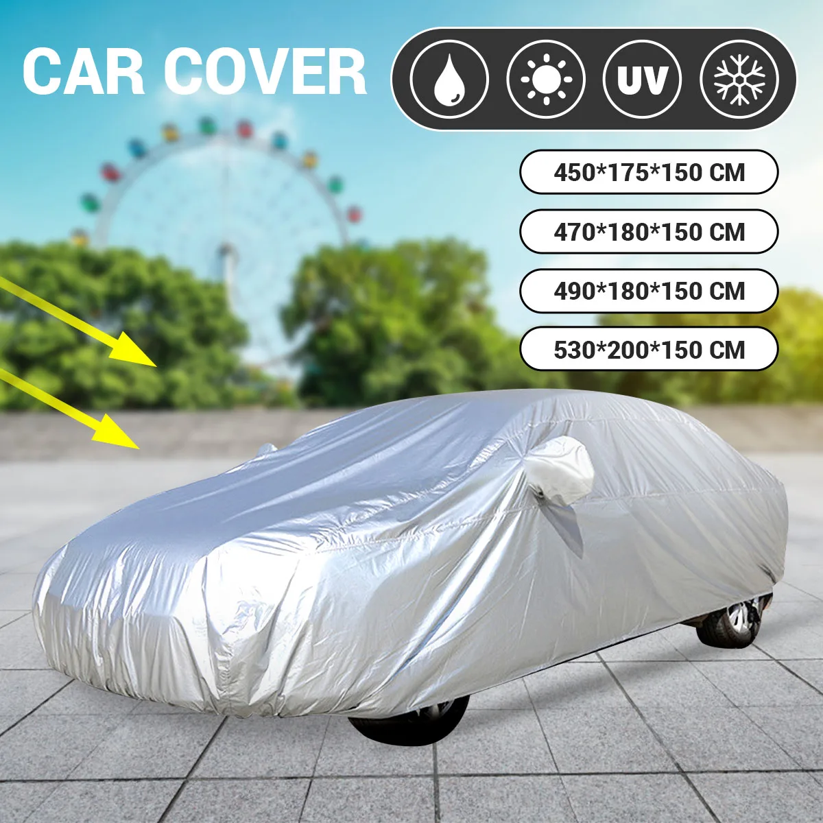 

4.5m-5.3m Car Cover Waterproof Exterior Auto Body Case Cover Dust-proof Anti-UV Universal For Benz/Audi/BMW/Toyota/VW